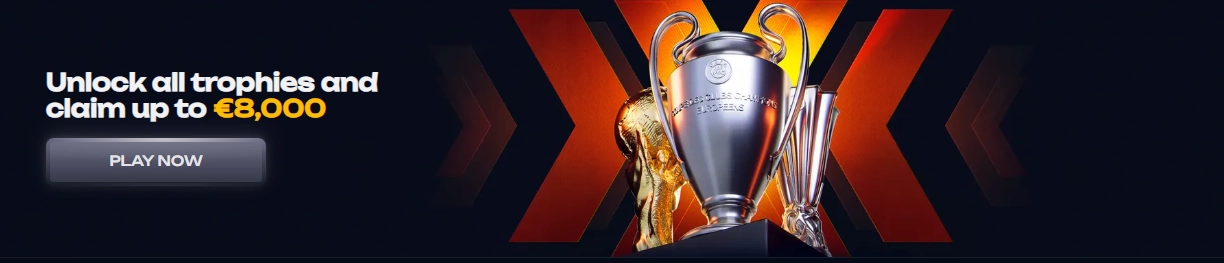 X3Bet trophy reward banner offering up to €8,000